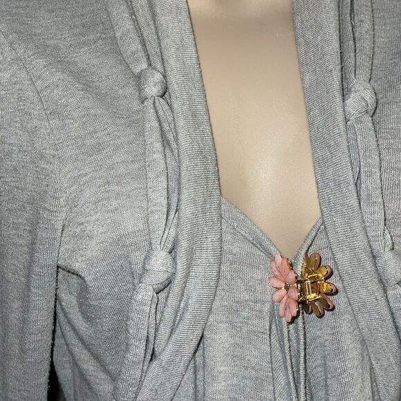 NOUVIDR Gray CARDIGAN Tie front knot Design Size PM Like new - Picture 6 of 6